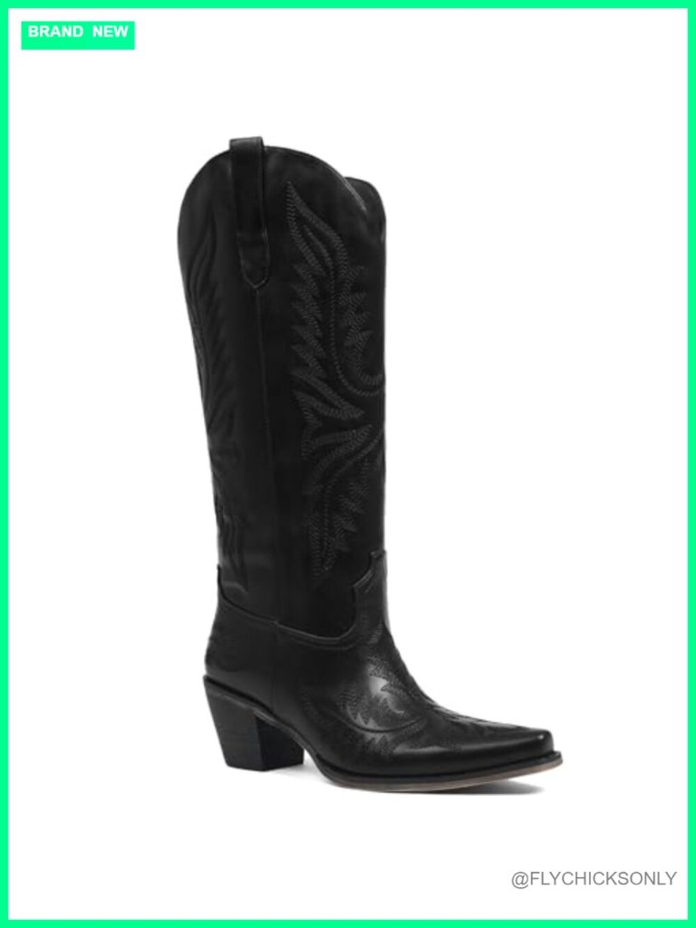 Women's Western Cowboy Boots Knee High Faux Leather Snip Toe